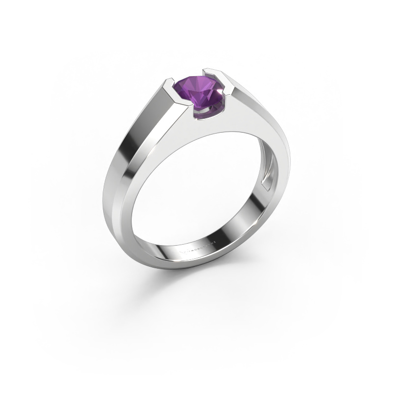 Image of Men's ring Indigo 585 white gold Amethyst 6 mm
