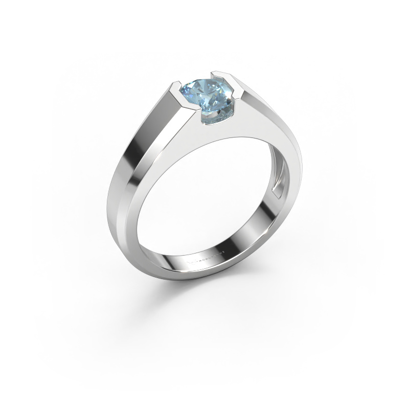 Image of Men's ring Indigo 950 platinum Blue lab grown diamond 6 mm