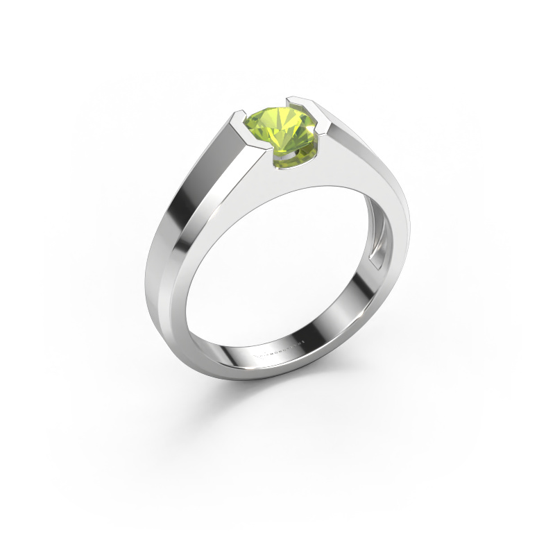 Image of Men's ring Indigo 950 platinum Peridot 6 mm