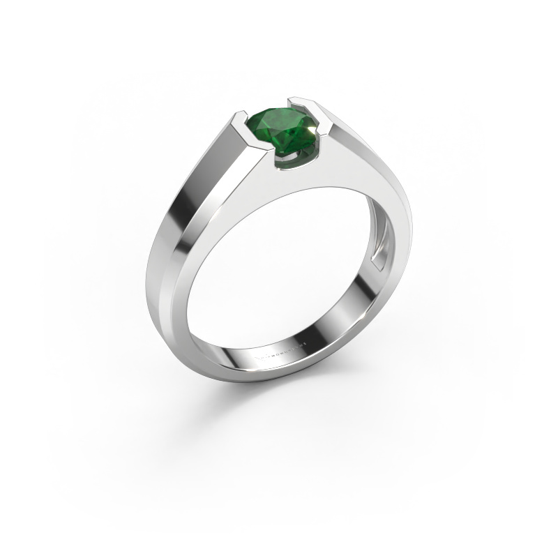 Image of Men's ring Indigo 950 platinum Emerald 6 mm