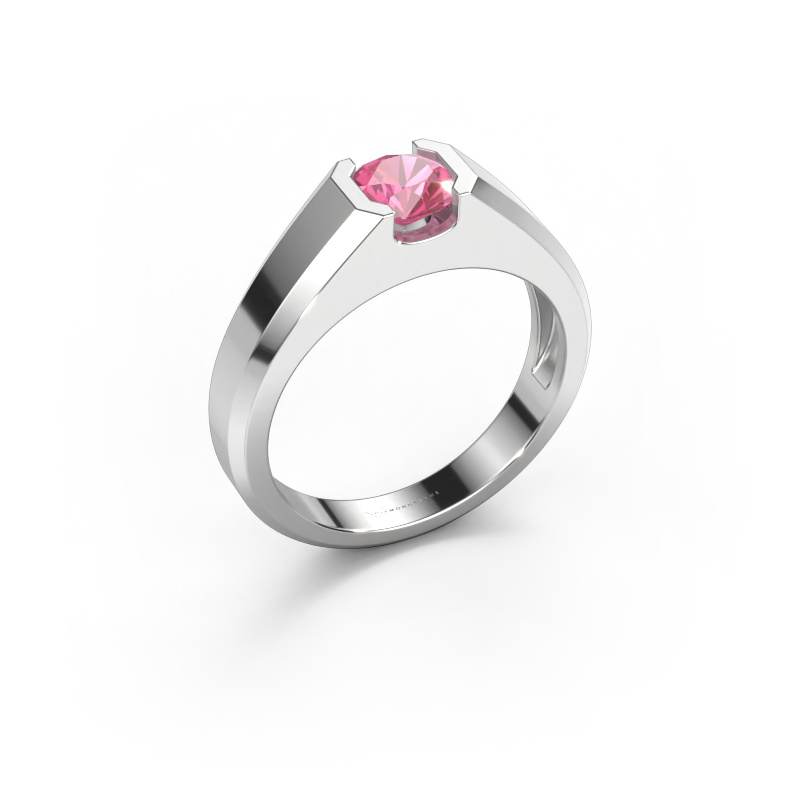 Image of Men's ring Indigo 585 white gold Pink sapphire 6 mm