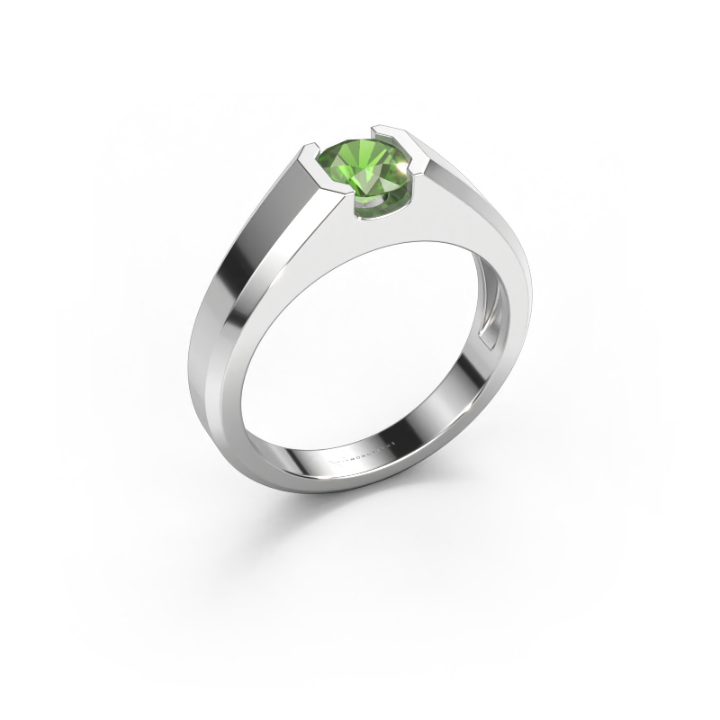 Bild von Herrenring Indigo 950 Platin Turmalin grün 6 mm