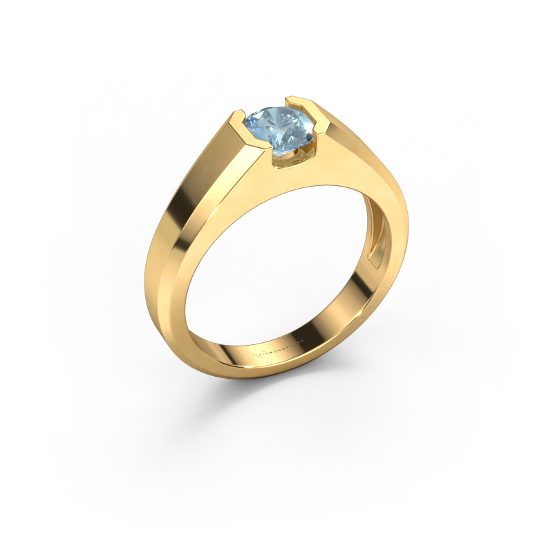 Image of Men's ring Indigo 585 gold Blue lab grown diamond 6 mm