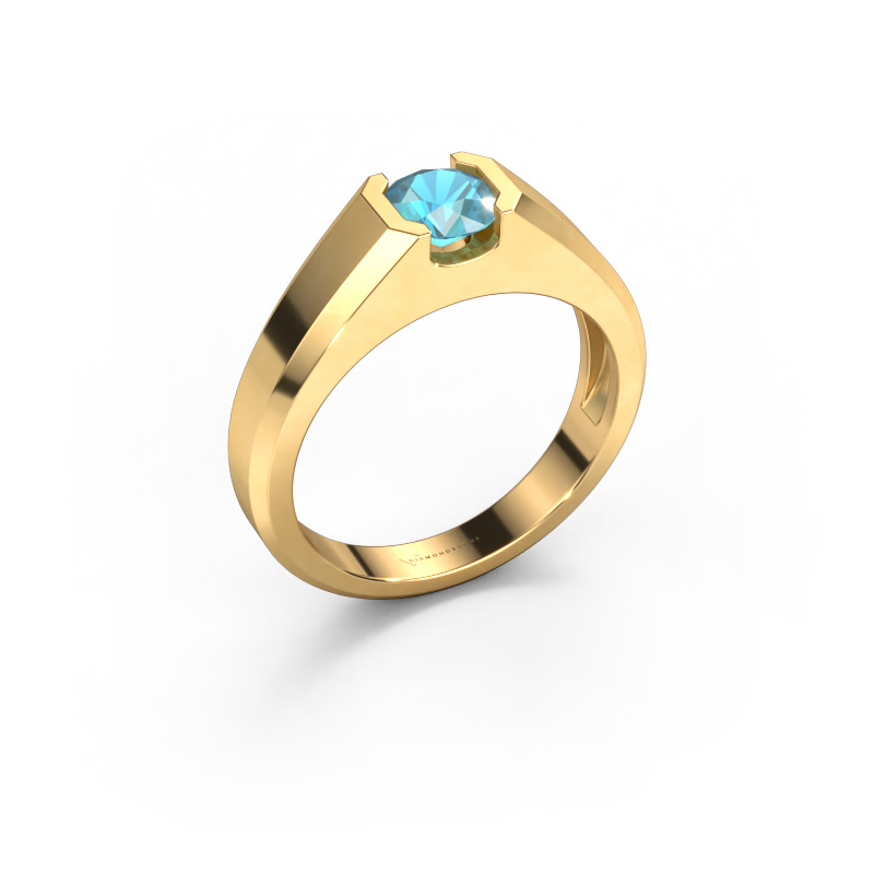 Image of Men's ring Indigo 585 gold Blue topaz 6 mm