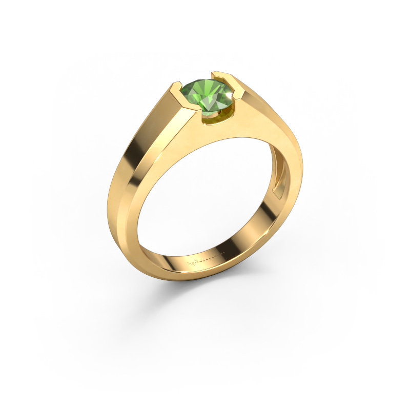 Bild von Herrenring Indigo 585 Gold Turmalin grün 6 mm