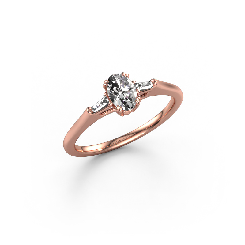 Image de Bague de fiançailles Indy OVL 585 or rose Diamant 0.50 crt