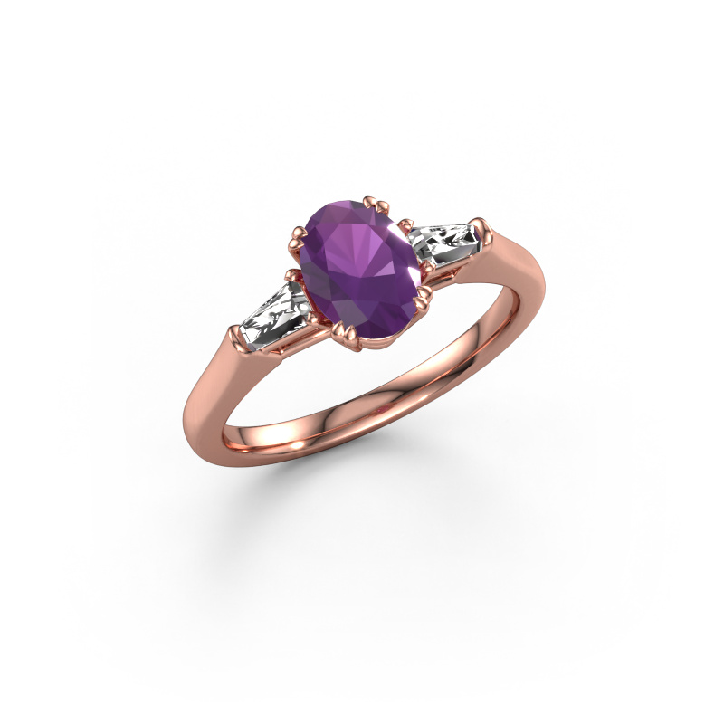 Bild von Verlobungsring Indy OVL 585 Roségold Amethyst 8x6 mm