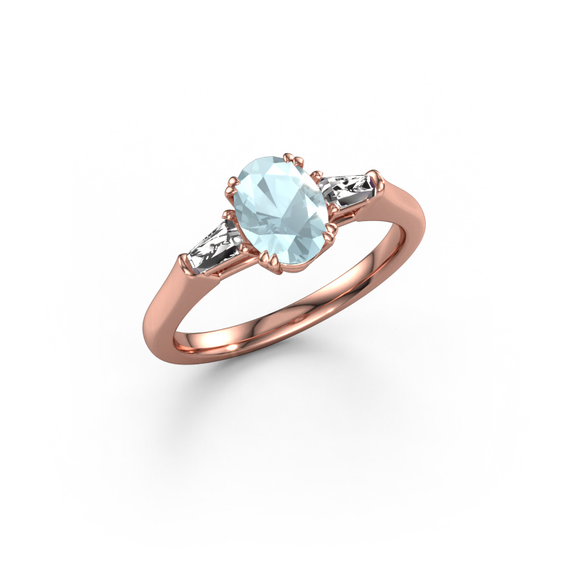 Bild von Verlobungsring Indy OVL 585 Roségold Aquamarin 8x6 mm