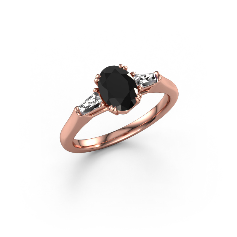 Image de Bague de fiançailles Indy OVL 585 or rose Diamant noir 1.820 crt