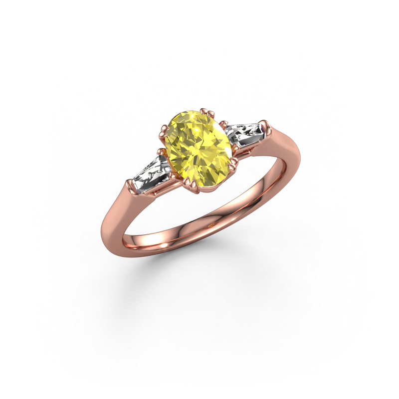 Bild von Verlobungsring Indy OVL 585 Roségold Gelber Labor Diamant 8x6 mm