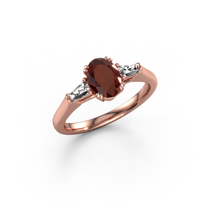 Image de Bague de fiançailles Indy OVL 585 or rose Grenat 8x6 mm