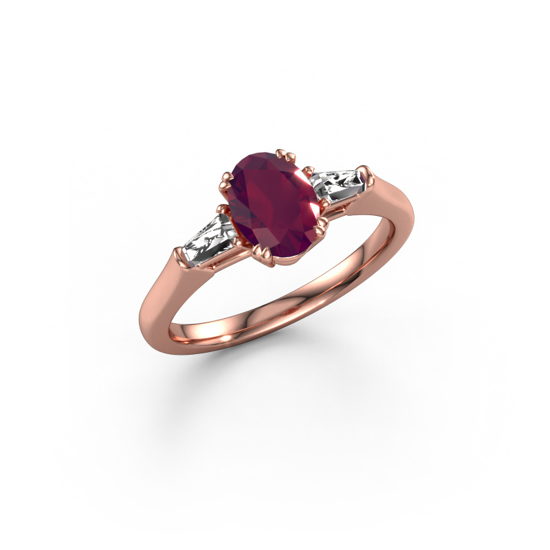 Bild von Verlobungsring Indy OVL 585 Roségold Rhodolit 8x6 mm