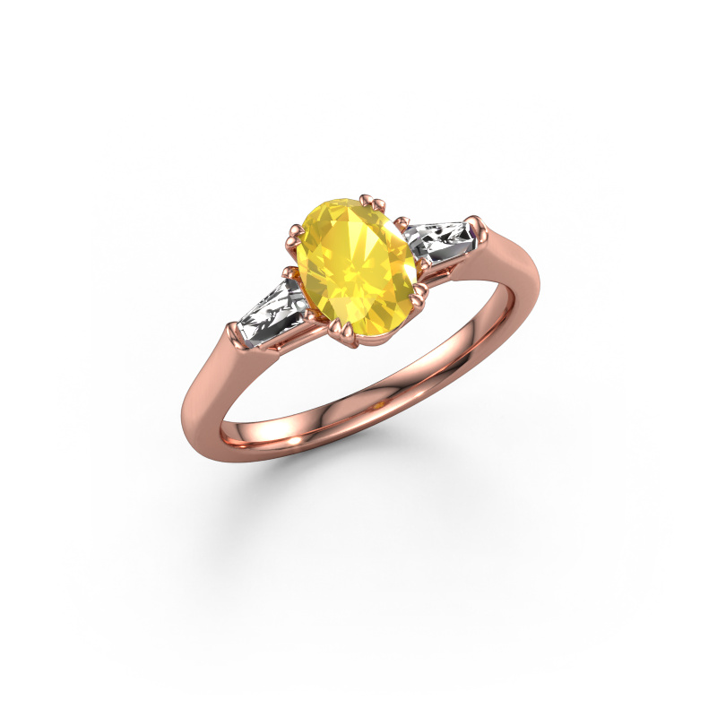 Image de Bague de fiançailles Indy OVL 585 or rose Saphir jaune 8x6 mm