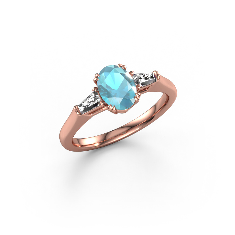 Image of Engagement ring Indy OVL 585 rose gold Blue topaz 8x6 mm