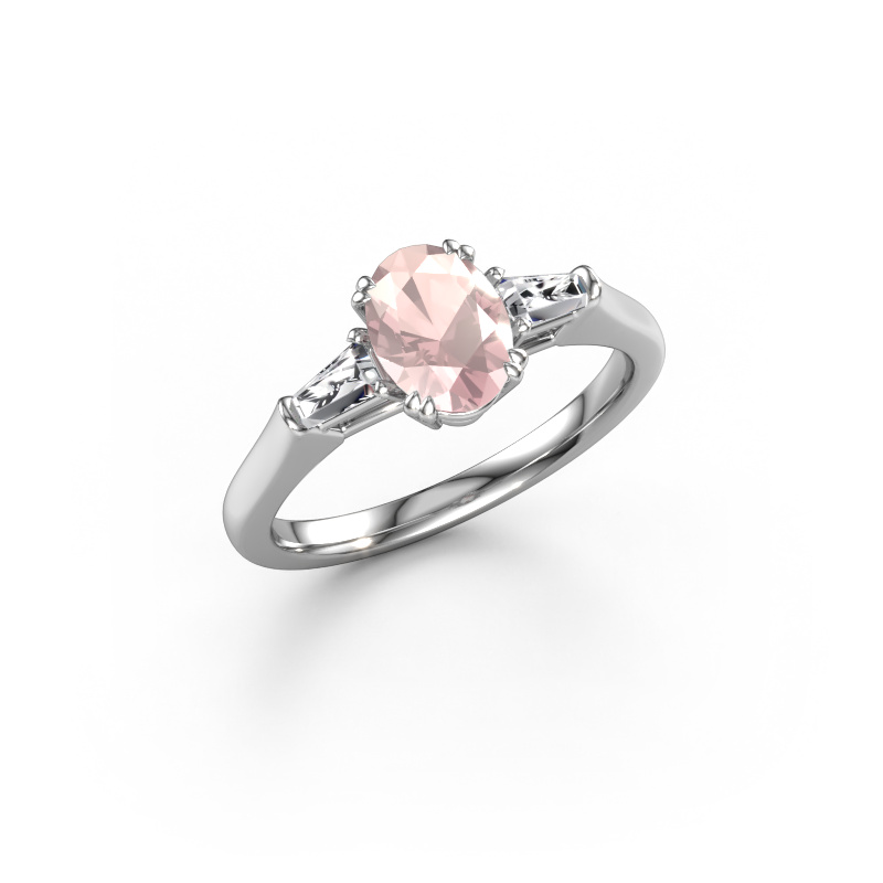 Image of Engagement ring Indy OVL 950 platinum Morganite champagne 8x6 mm