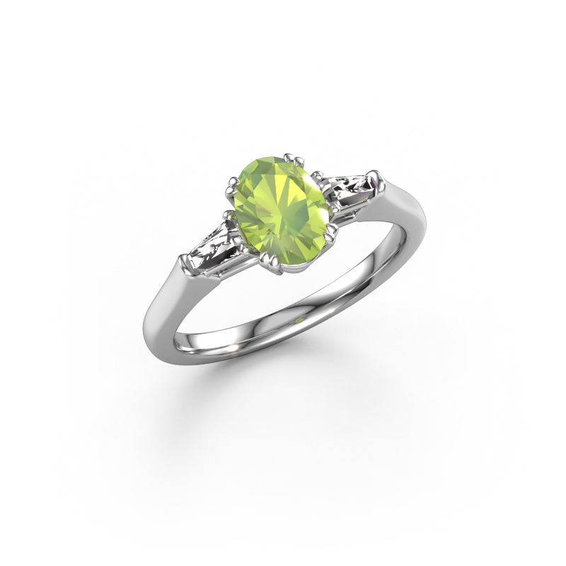 Image of Engagement ring Indy OVL 950 platinum Peridot 8x6 mm