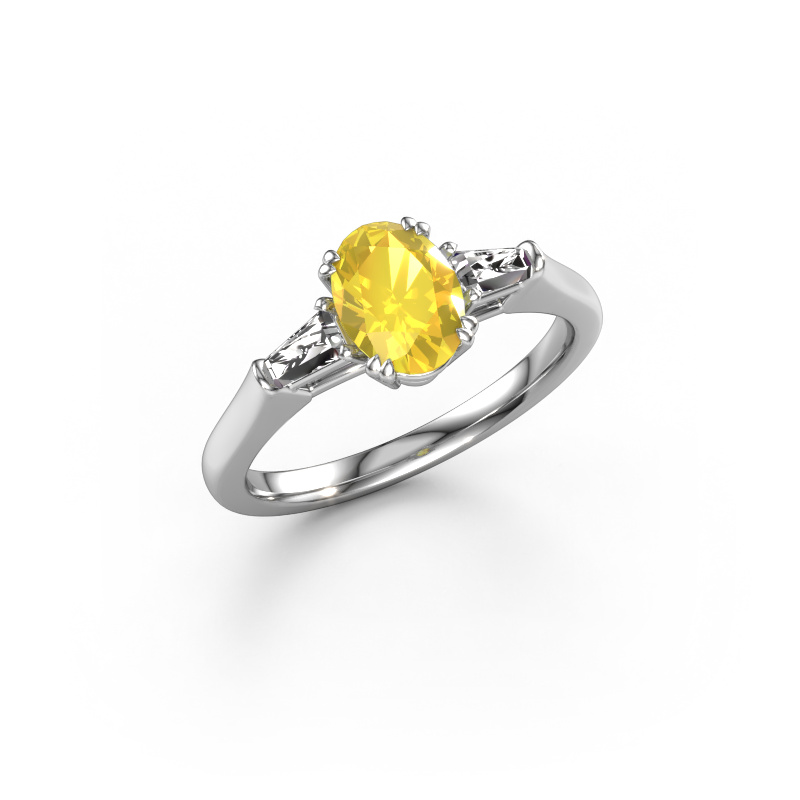 Image de Bague de fiançailles Indy OVL 950 platine Saphir jaune 8x6 mm