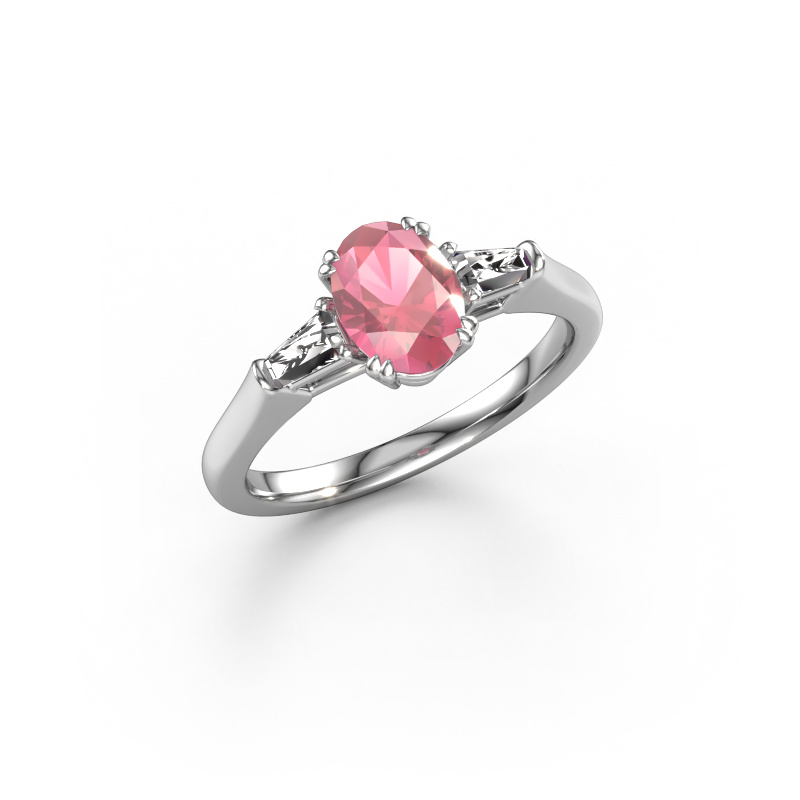 Bild von Verlobungsring Indy OVL 585 Weißgold Turmalin rosa 8x6 mm