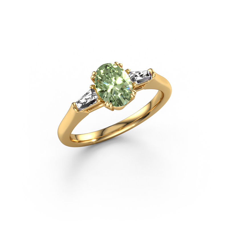 Bild von Verlobungsring Indy OVL 585 Gold Grüner Labor-Diamant 8x6 mm