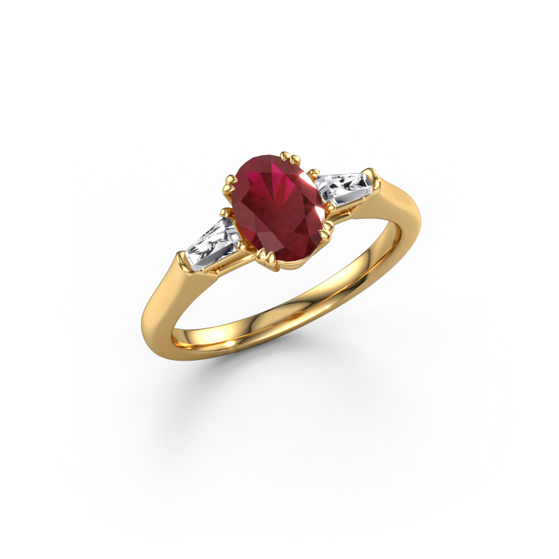 Image of Engagement ring Indy OVL 585 gold Ruby 8x6 mm