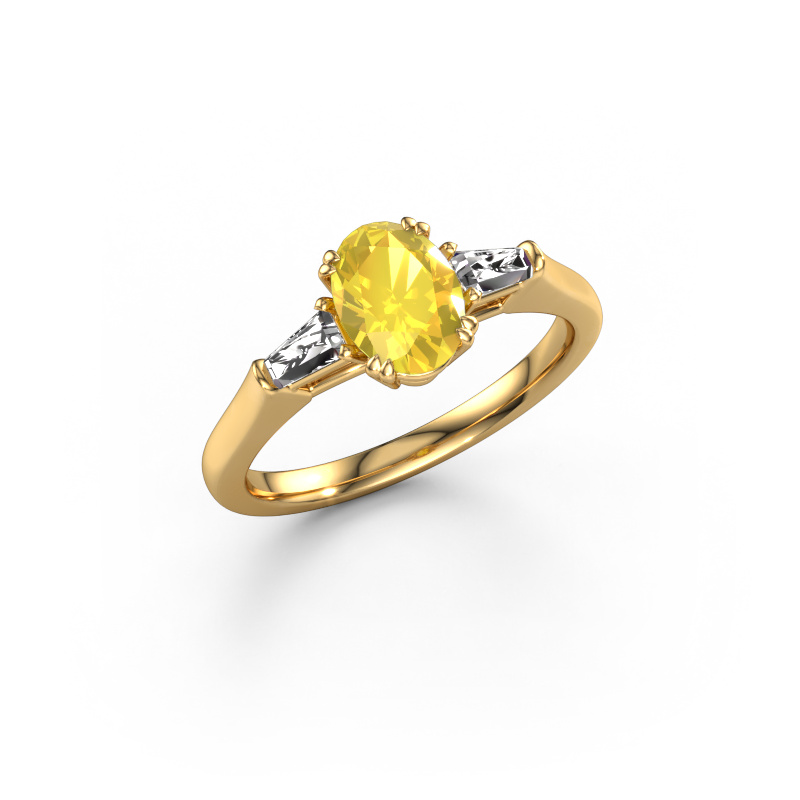 Image of Engagement ring Indy OVL 585 gold Yellow sapphire 8x6 mm
