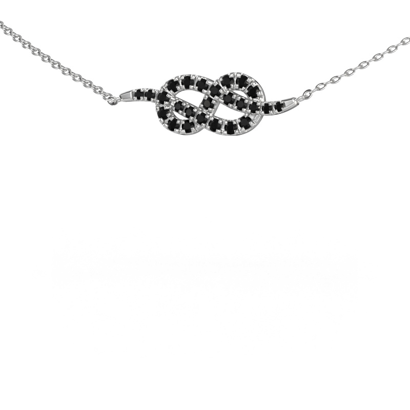 Image of Necklace Infinity 1 585 white gold Black diamond 0.393 crt