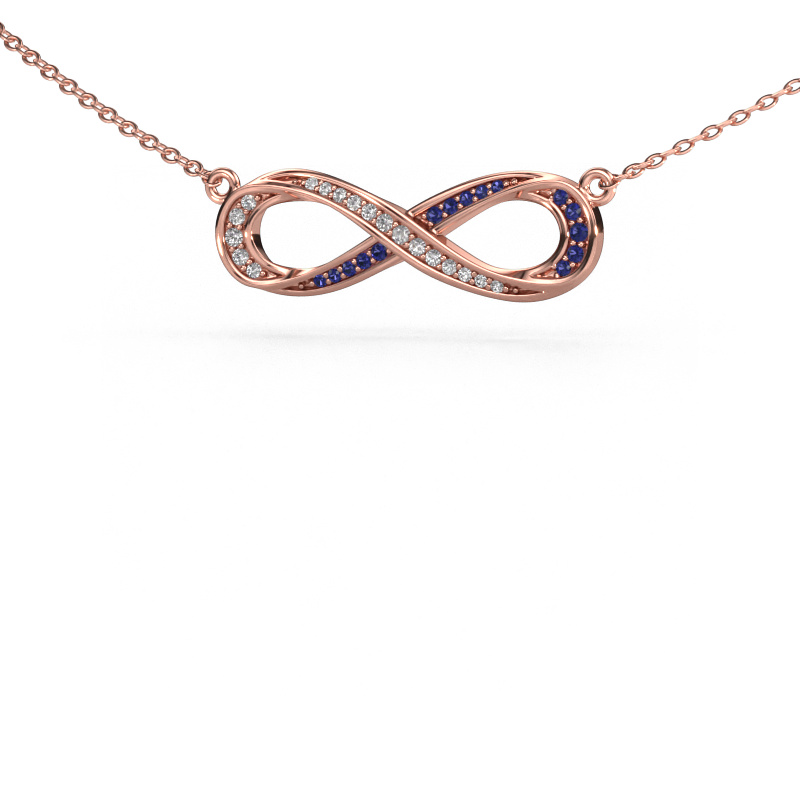 Image of Necklace Infinity 2 585 rose gold Sapphire 0.8 mm