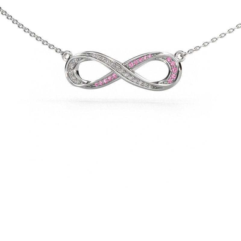 Image of Necklace Infinity 2 585 white gold Pink sapphire 0.8 mm