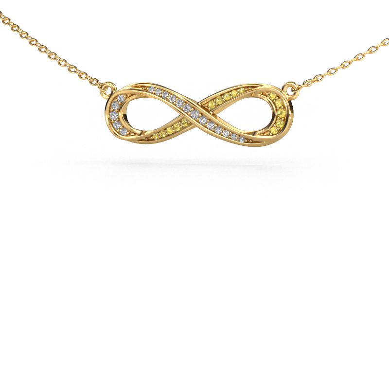 Image of Necklace Infinity 2 585 gold Yellow sapphire 0.8 mm