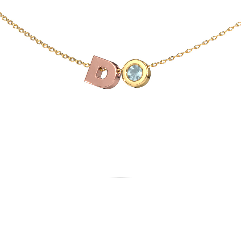 Image of Initial pendant Initial 030 585 rose gold Aquamarine 2.5 mm