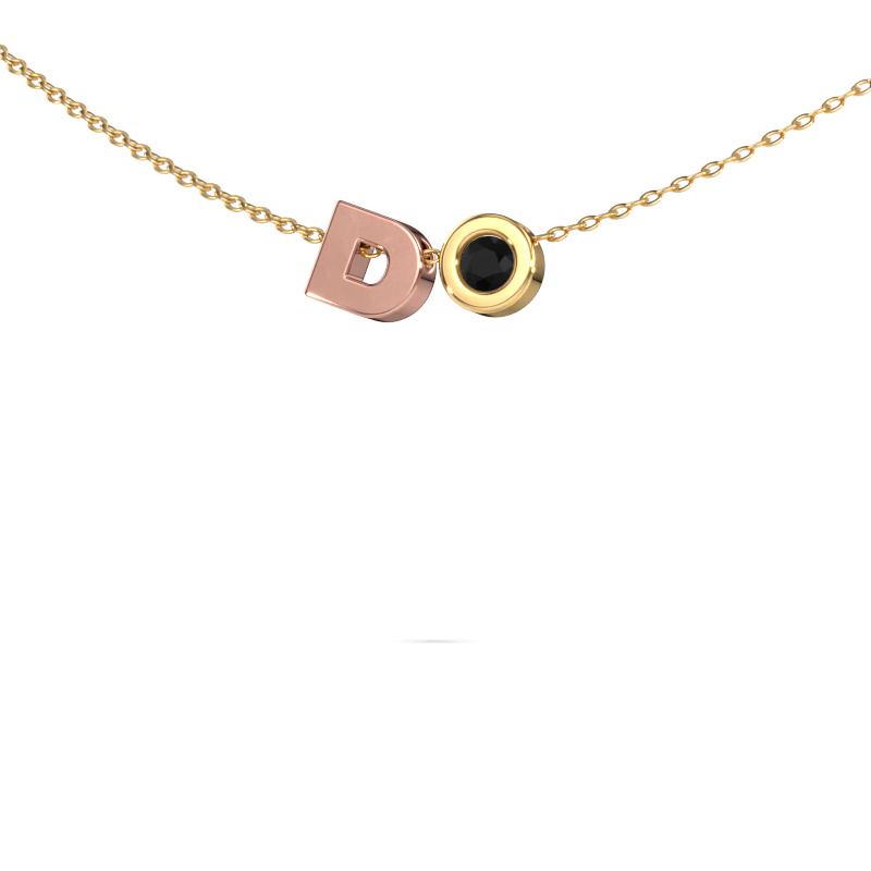 Image of Initial pendant Initial 030 585 rose gold Black diamond 0.072 crt