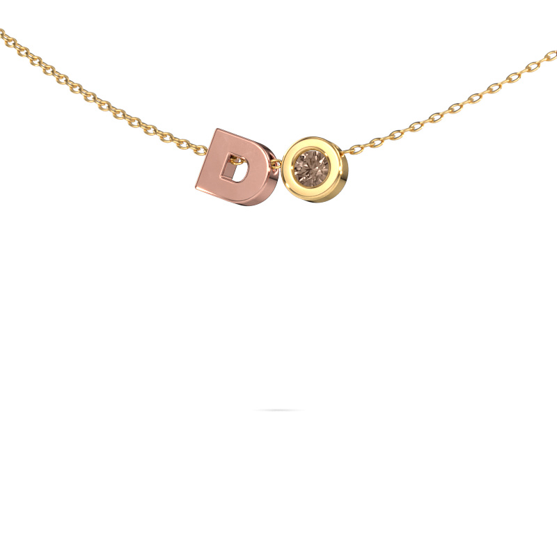 Image of Initial pendant Initial 030 585 rose gold Brown diamond 0.06 crt