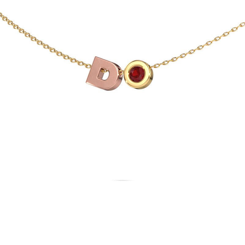 Image of Initial pendant Initial 030 585 rose gold Ruby 2.5 mm