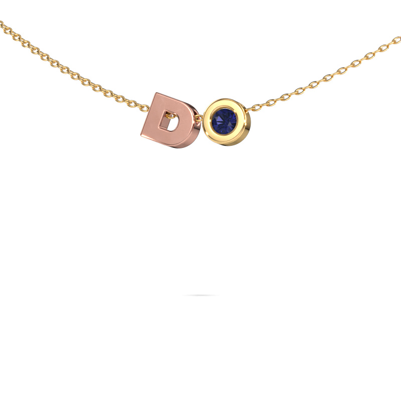 Afbeelding van Letter hanger Initial 030 585 rosé goud Saffier 2.5 mm