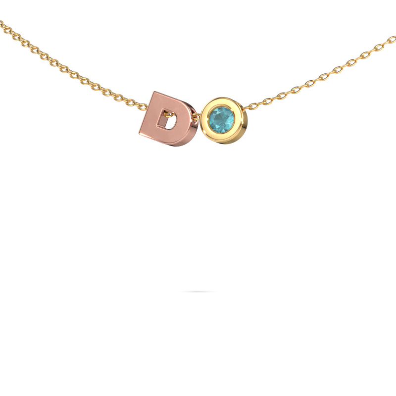 Image of Initial pendant Initial 030 585 rose gold Blue topaz 2.5 mm
