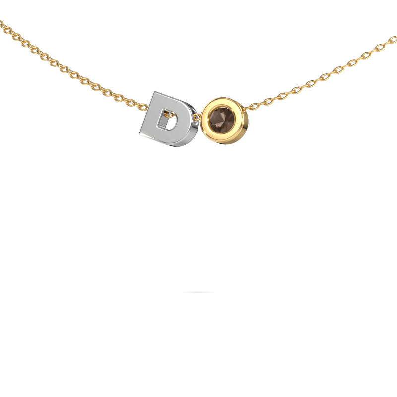Image of Initial pendant Initial 030 585 white gold Smokey quartz 2.5 mm