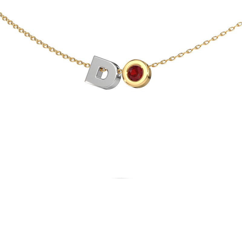 Image of Initial pendant Initial 030 585 white gold Ruby 2.5 mm