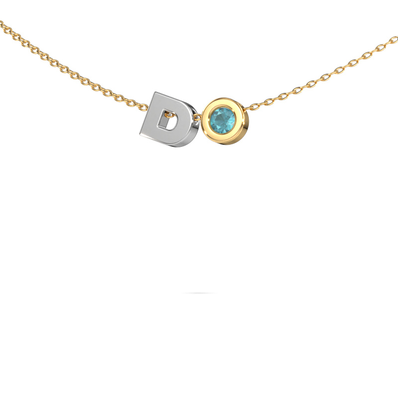 Image of Initial pendant Initial 030 585 white gold Blue topaz 2.5 mm