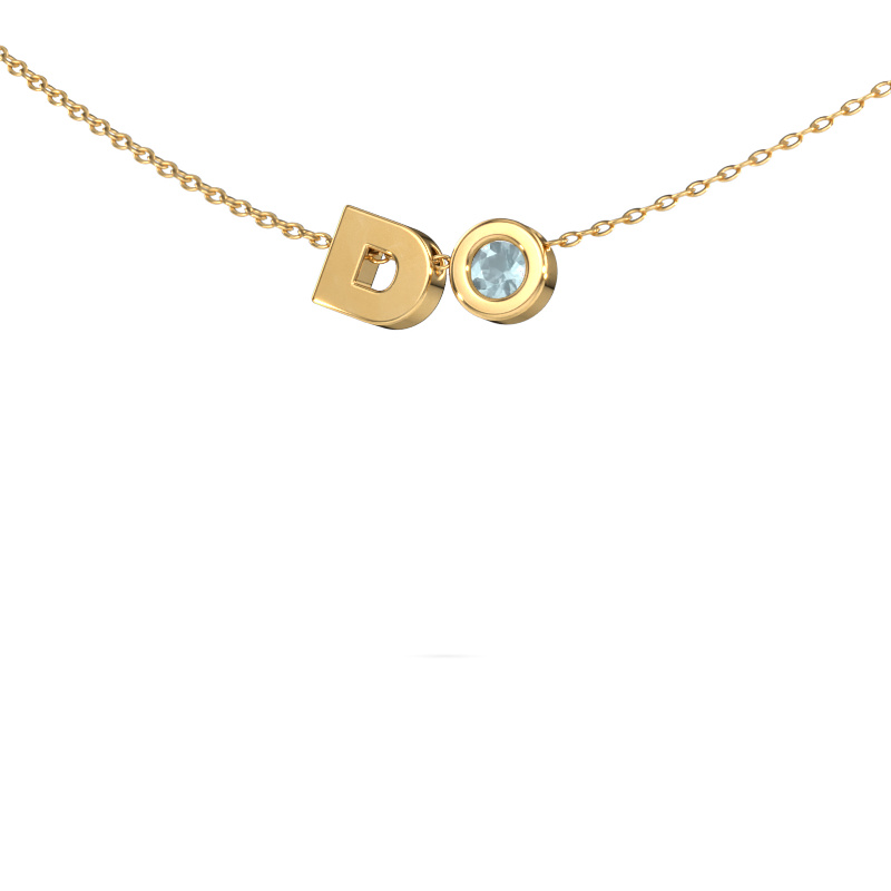 Image of Initial pendant Initial 030 585 gold Aquamarine 2.5 mm