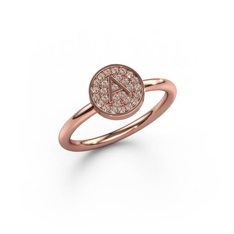 Image of Ring Initial ring 021 585 rose gold Brown diamond 0.07 crt