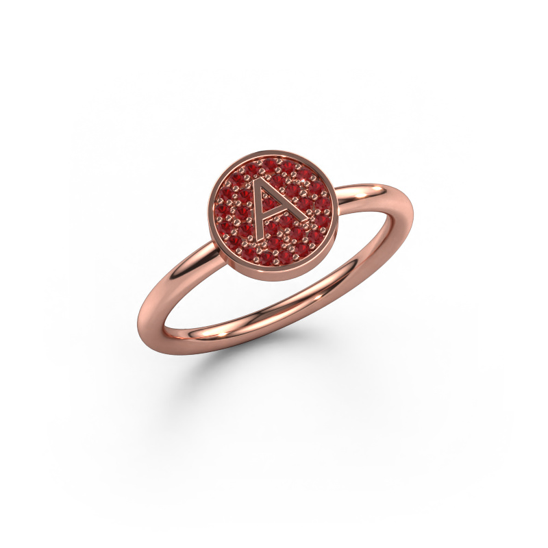 Image of Ring Initial ring 021 585 rose gold Ruby 0.8 mm