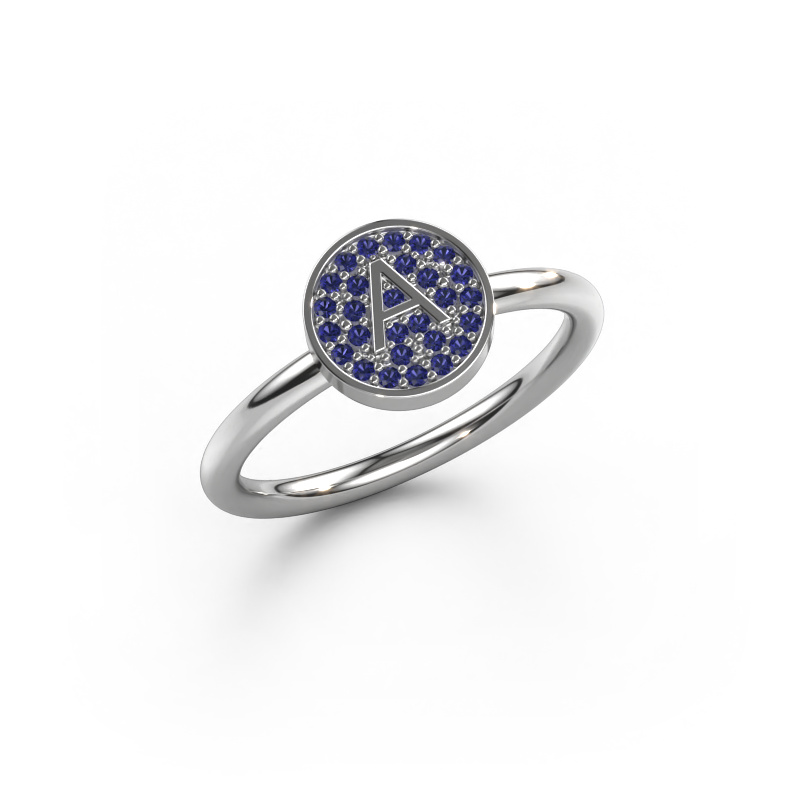 Image of Ring Initial ring 021 585 white gold Sapphire 0.8 mm