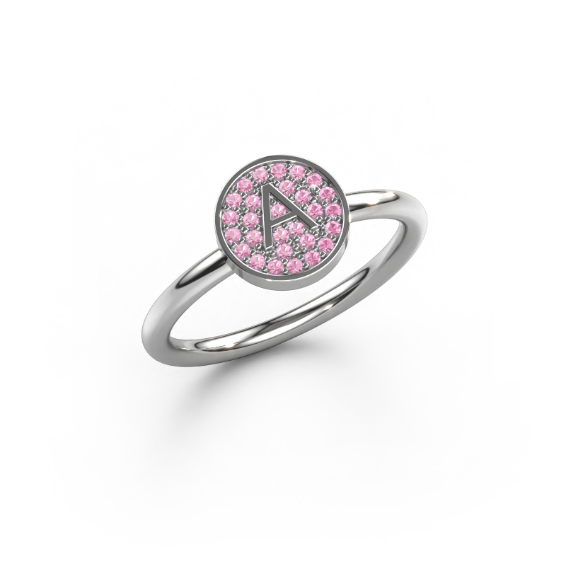 Afbeelding van Ring Initial ring 021 585 witgoud Roze saffier 0.8 mm