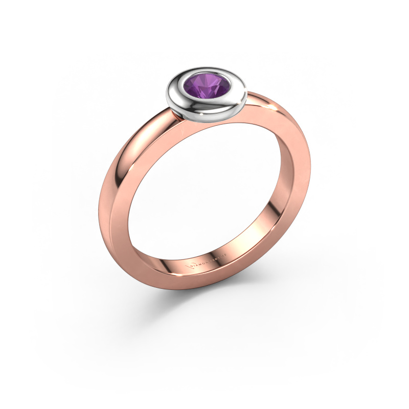 Image de Bague Iris 585 or rose Améthyste 4 mm