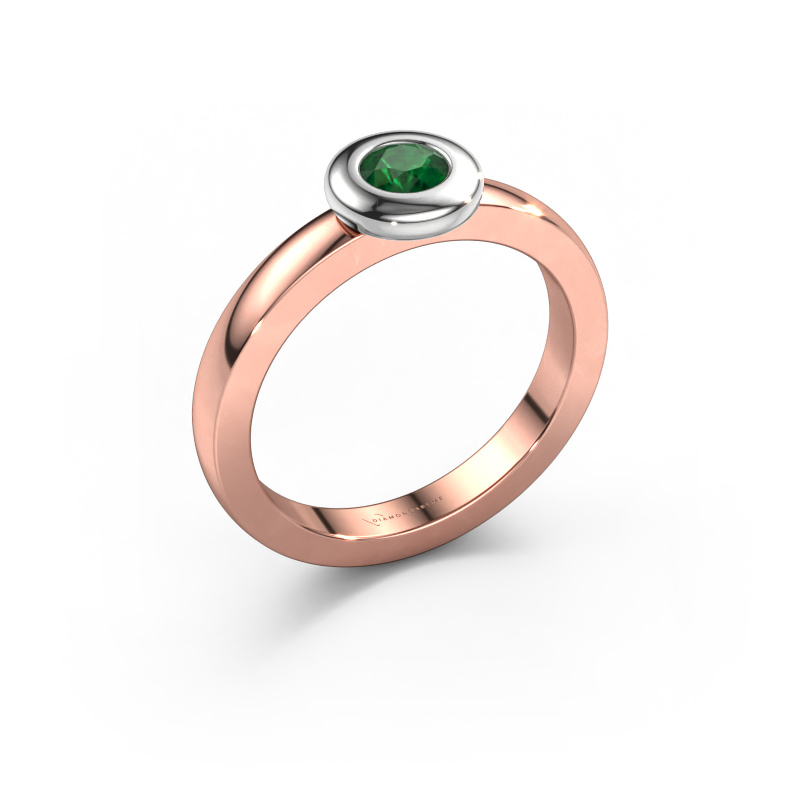 Image of Ring Iris 585 rose gold Emerald 4 mm