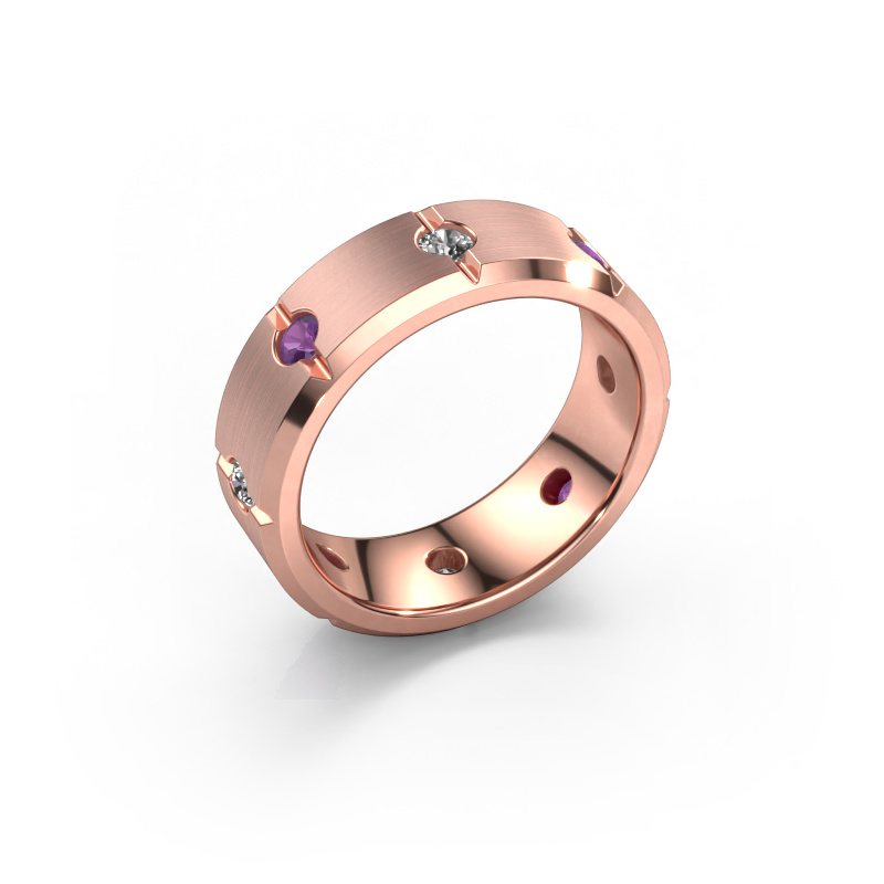 Image of Men's ring Irwin 585 rose gold Amethyst 2.7 mm