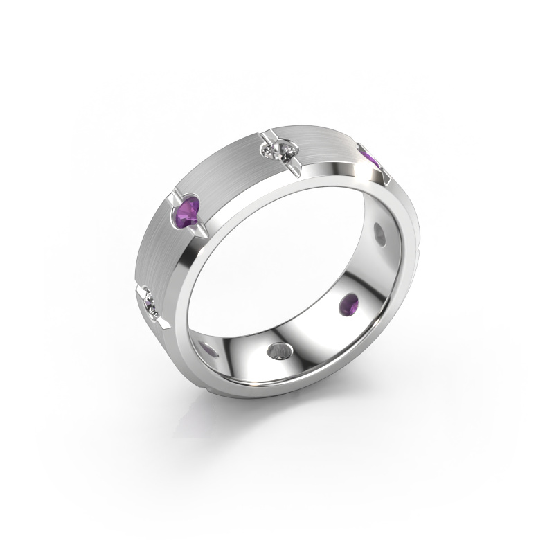 Image of Men's ring Irwin 585 white gold Amethyst 2.7 mm