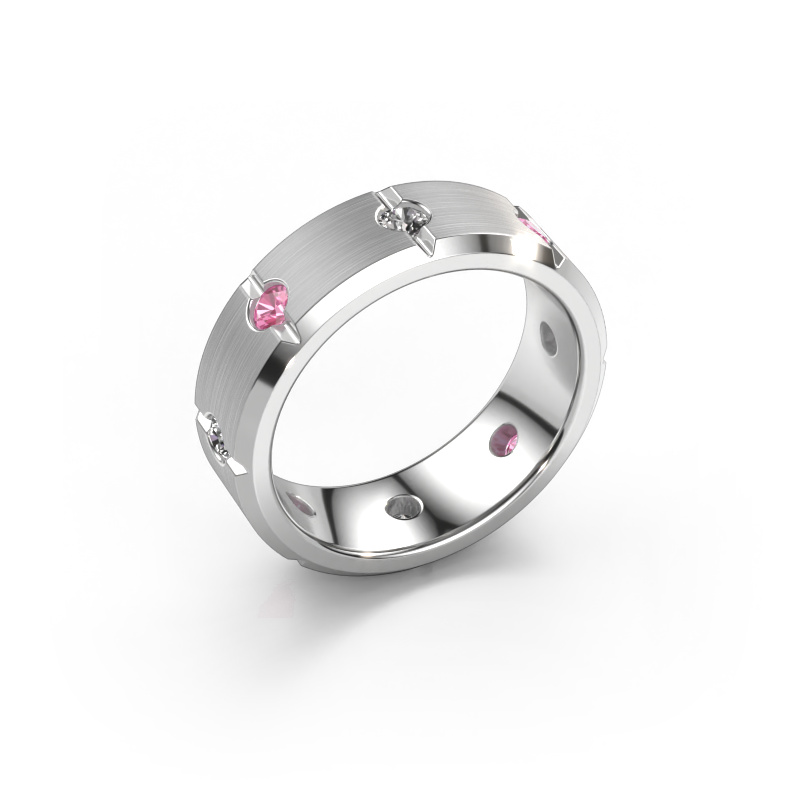 Image de Bague pour homme Irwin 585 or blanc Saphir rose 2.7 mm