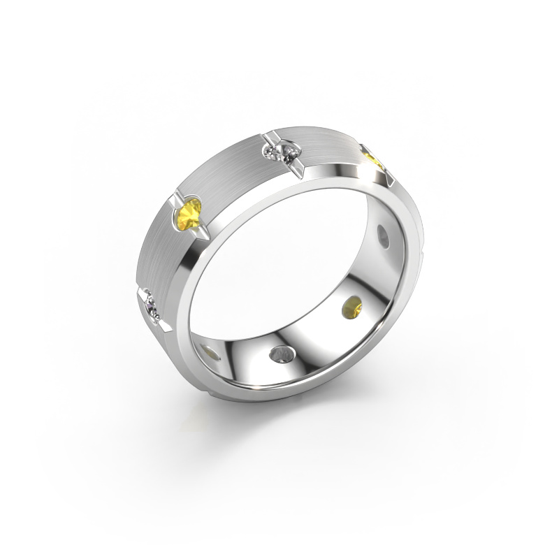 Image of Men's ring Irwin 950 platinum Yellow sapphire 2.7 mm