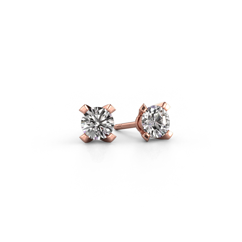 Image of Stud earrings Isa 585 rose gold Zirconia 5 mm